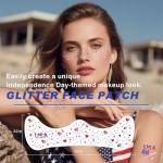 20 Pcs Blue Red and White Glitter Freckles Face Tattoos, Independence Day Glitter Freckles, Waterproof Face Temporary Tattoos for Women and Kids, USA Patriotic, Memorial Day Fake Tattoos