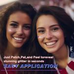 20 Pcs Blue Red and White Glitter Freckles Face Tattoos, Independence Day Glitter Freckles, Waterproof Face Temporary Tattoos for Women and Kids, USA Patriotic, Memorial Day Fake Tattoos