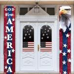 BlissYard 4th of July Decorations God Bless America Door Banner American Flag Independence Day Eagle Porch Banner Sign Patriotic Decor Memorial Day Front Door Hanging Porch Signs Veterans Decorative