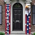 BlissYard 4th of July Decorations God Bless America Door Banner American Flag Independence Day Eagle Porch Banner Sign Patriotic Decor Memorial Day Front Door Hanging Porch Signs Veterans Decorative