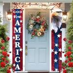 BlissYard 4th of July Decorations God Bless America Door Banner American Flag Independence Day Eagle Porch Banner Sign Patriotic Decor Memorial Day Front Door Hanging Porch Signs Veterans Decorative