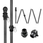 HIBLE 8 Foot Black Flag Pole 1 Inch Carbon Fiber Flag Pole for House Porch with Built-in Smooth Bearings Spinners (6 Sections, No Bracket, For House Use, Not For Truck)