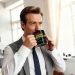 Lxenrra Republican Coffee Mug for Men, White Straight Male Design, Conservative Political Gifts, Funny 11 Oz Ceramic Cup, Birthday or Holiday Gift for Men- Black