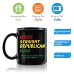 Lxenrra Republican Coffee Mug for Men, White Straight Male Design, Conservative Political Gifts, Funny 11 Oz Ceramic Cup, Birthday or Holiday Gift for Men- Black