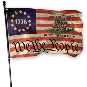 Dont Tread On Me Flag 3x5 Ft Outdoor 1776 We The People Flag Polyester Double Sided Printing Retro American Flags for Outside House Yard Indoor Memorial Day Patriotic Banner Decor