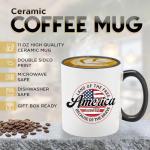 Land Of The Free America Est 1776 Because Of The Brave Coffee Mug 4th Of July Gift Patriotic Veteran Appreciation USA Pride for Military Independence Day (Black, 11oz)