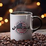 Land Of The Free America Est 1776 Because Of The Brave Coffee Mug 4th Of July Gift Patriotic Veteran Appreciation USA Pride for Military Independence Day (Black, 11oz)