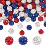 PH PandaHall 120pcs 4th of July Patriotic Beads 10mm Crystal Beads Red Blue Bead Polymer Clay Pave Disco Ball Craft Bead for Independence Day Friendship Bracelet Necklace Earring Jewelry Making