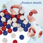 PH PandaHall 120pcs 4th of July Patriotic Beads 10mm Crystal Beads Red Blue Bead Polymer Clay Pave Disco Ball Craft Bead for Independence Day Friendship Bracelet Necklace Earring Jewelry Making