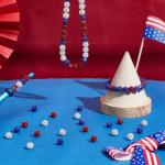 PH PandaHall 120pcs 4th of July Patriotic Beads 10mm Crystal Beads Red Blue Bead Polymer Clay Pave Disco Ball Craft Bead for Independence Day Friendship Bracelet Necklace Earring Jewelry Making