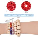 PH PandaHall 120pcs 4th of July Patriotic Beads 10mm Crystal Beads Red Blue Bead Polymer Clay Pave Disco Ball Craft Bead for Independence Day Friendship Bracelet Necklace Earring Jewelry Making