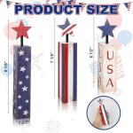 COCHIE 4th of July Decorations Set, Red White Blue Decor, Wooden Patriotic Memorial Day Tiered Tray Decor, Labor Day Decorations, Fourth of July Decoration for Home Office Table (Flag Retro)