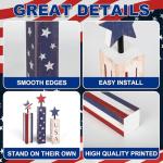 COCHIE 4th of July Decorations Set, Red White Blue Decor, Wooden Patriotic Memorial Day Tiered Tray Decor, Labor Day Decorations, Fourth of July Decoration for Home Office Table (Flag Retro)