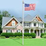 VEVOR 20FT Sectional Flag Pole Kit, Heavy Duty Aluminum Alloy in Ground Flag Poles for Outside, 3 Display Modes Flagpole with 3x5 American Flag, Professional Accessories, Silver