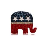 Rhinestone Elephant USA Flag Brooch Pin for Women Men Gold-Tone Fashion Blue Red Star American Republican Party Medal Brooches Dress Accessories Independence Presidential Election Day