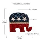 Rhinestone Elephant USA Flag Brooch Pin for Women Men Gold-Tone Fashion Blue Red Star American Republican Party Medal Brooches Dress Accessories Independence Presidential Election Day
