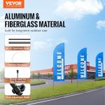 VEVOR Feather Flag Pole Kit, 2 Packs Swooper Flag Pole 12.7 ft, Sign Flag Poles for Business Advertising Feather Flags Banner Outdoor, with Ground Stakes and A Carrying Bag (Flag Not Included)