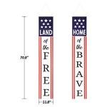 4th of July Decorations Outdoor Banners Home of the Brave Front Door Porch Yard Sign Indoor Wall Decorative Hanging Banner Patriotic Party Supplies Decor for Memorial Day Independence Day