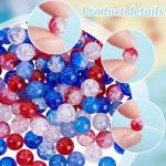 PH PandaHall 240pcs 4th of July Glass Beads, 6 Color Patriotic Beads 8mm Red White Blue Glass Bead Round Crackle Loose Bead for Beaded Baseball Necklace Bracelet DIY Jewelry Crafts Independence Day