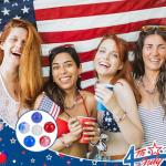 PH PandaHall 240pcs 4th of July Glass Beads, 6 Color Patriotic Beads 8mm Red White Blue Glass Bead Round Crackle Loose Bead for Beaded Baseball Necklace Bracelet DIY Jewelry Crafts Independence Day