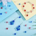 PH PandaHall 240pcs 4th of July Glass Beads, 6 Color Patriotic Beads 8mm Red White Blue Glass Bead Round Crackle Loose Bead for Beaded Baseball Necklace Bracelet DIY Jewelry Crafts Independence Day