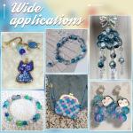 PH PandaHall 240pcs 4th of July Glass Beads, 6 Color Patriotic Beads 8mm Red White Blue Glass Bead Round Crackle Loose Bead for Beaded Baseball Necklace Bracelet DIY Jewelry Crafts Independence Day