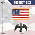 Indoor Flag Pole and Stand,8FT Flagpole Kit with Base Eagle Topper 3x5 FT USA Flag,Heavy Duty Indoor Flag Pole for City Hall/Businesses/Office/Auditorium/School/Home