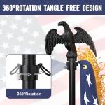 Indoor Flag Pole and Stand,8FT Flagpole Kit with Base Eagle Topper 3x5 FT USA Flag,Heavy Duty Indoor Flag Pole for City Hall/Businesses/Office/Auditorium/School/Home