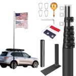 20FT Telescoping Flag Pole, Heavy-Duty Aluminum Alloy Tailgate Flag Pole with Tire Bases, Portable Flag Poles for Outdoor Activities Such as RVs, Trucks, Car Tailgates, Camping