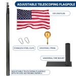 20FT Telescoping Flag Pole, Heavy-Duty Aluminum Alloy Tailgate Flag Pole with Tire Bases, Portable Flag Poles for Outdoor Activities Such as RVs, Trucks, Car Tailgates, Camping