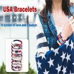 Bovemee 4th of July Bracelets Accessories-American Flag Friendship Love Bracelets, Red White Blue, 9 Piece Set, Patriotic USA Jewelry for Men Women