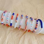 Bovemee 4th of July Bracelets Accessories-American Flag Friendship Love Bracelets, Red White Blue, 9 Piece Set, Patriotic USA Jewelry for Men Women