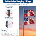 20FT Telescoping Flag Pole, Heavy-Duty Aluminum Alloy Tailgate Flag Pole with Tire Bases, Portable Flag Poles for Outdoor Activities Such as RVs, Trucks, Car Tailgates, Camping