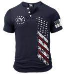 VOGSTART Men's Vintage 4th of July Tee Shirt Classic Muscle Tactical T-Shirts Freedom American Flag Independence Day Distressed Workout USA Flag Patriotic Stretch Stars Stripes Shirts Navy L