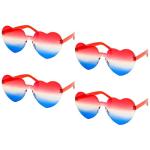 Gvhntk 4 Pack Heart Shaped Sunglasses for Women Men American Flag Sunglasses Retro Cute Sun Glasses (Blue, white, red)