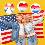 Gvhntk 4 Pack Heart Shaped Sunglasses for Women Men American Flag Sunglasses Retro Cute Sun Glasses (Blue, white, red)