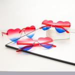 Gvhntk 4 Pack Heart Shaped Sunglasses for Women Men American Flag Sunglasses Retro Cute Sun Glasses (Blue, white, red)