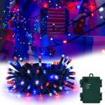 cshare Red White and Blue String Lights Battry Operated with Timer Waterproof, 4th of July String Lights16.4ft 50LED Indoor Outdoor Memorial Day Patriotic Decorations Garland Party Patio Garden Yard