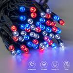 cshare Red White and Blue String Lights Battry Operated with Timer Waterproof, 4th of July String Lights16.4ft 50LED Indoor Outdoor Memorial Day Patriotic Decorations Garland Party Patio Garden Yard