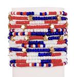 Pingyongchang 4th of July Beaded Stretch Bracelets for Women Men American Patriotic Multilayer Bangle Stackable Red White Blue Star Bracelet Independence Boho Summer Beach Memorial Day Gifts