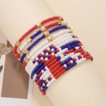Pingyongchang 4th of July Beaded Stretch Bracelets for Women Men American Patriotic Multilayer Bangle Stackable Red White Blue Star Bracelet Independence Boho Summer Beach Memorial Day Gifts