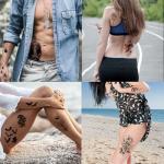 Hotoyannia 102 Sheets Halloween Tiny Temporary Tattoos Stickers, Fake Tattoos That Look Real And Last Long, Halloween Include Black Scary Wolf Lion Tiger Skeleton Skull Tattoos