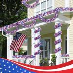 52.5Ft Patriotic Glitter Tinsel Garland Decoration, Red White Blue Star Metallic Tinsel Twist Garland, 4th of July Decor Parade Golf Cart Shiny Tinsels for Car Bike Independence Day Memorial Day Decor