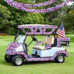 52.5Ft Patriotic Glitter Tinsel Garland Decoration, Red White Blue Star Metallic Tinsel Twist Garland, 4th of July Decor Parade Golf Cart Shiny Tinsels for Car Bike Independence Day Memorial Day Decor