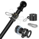 5FT/6FT Outdoor Flag Pole for House, Carbon Fiber Design Heavy Duty Flagpole with Tangle Free Spinning Grommets, High Wind Flagpole for Residential Garden Yard Porch Commercial, Black Flag Pole only
