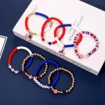XOCARTIGE 4th of July Bracelets for Women American Flag Partriotic Bracelet Vinyl Disc Beaded Stretch Bracelets 4th of July Accessories Outfits Party Favors (Style FC)