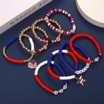 XOCARTIGE 4th of July Bracelets for Women American Flag Partriotic Bracelet Vinyl Disc Beaded Stretch Bracelets 4th of July Accessories Outfits Party Favors (Style FC)