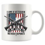 Panvola I Am A Veteran My Oath Never Expires Veteran Gifts Patriotic American Flag For Grandpa Dad Uncle From Grandson Granddaughter Son Daughter Niece Nephew Ceramic Mug 11 oz White