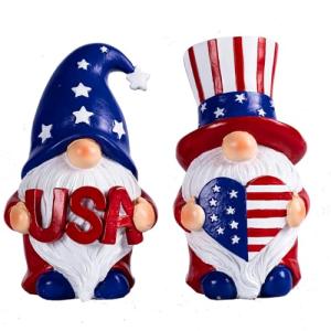 Elegondrar Outdoor Patriotic Garden Gnomes, 2pcs 4th of July Gnome Decor Indoor, Red White Blue Decorations, Gnomes Gifts for Women Mom Grandma