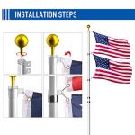 Flag Poles for Outside House Inground - Extra Thick Telescoping Flag Poles, Heavy Duty Flag Pole Kit with 3x5 American Flag (20FT, Silver)